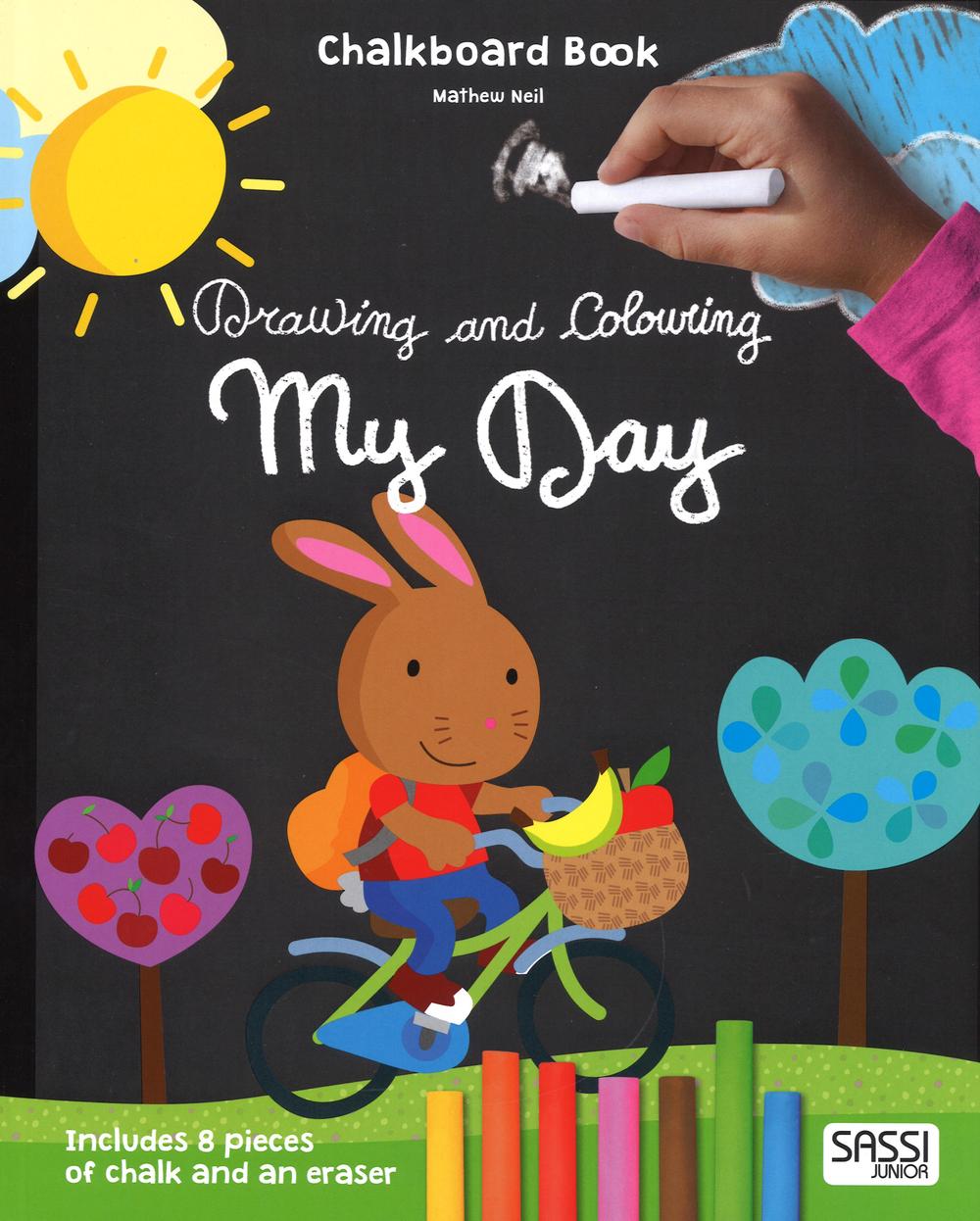 My day. Drawing and coloring. Chalkboard book