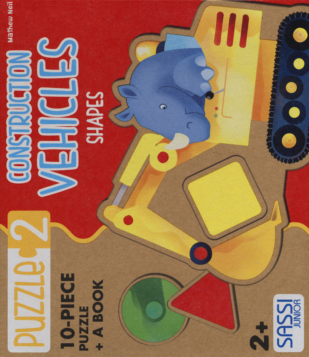 Construction vehicles. Shapes. Libro puzzle gigante