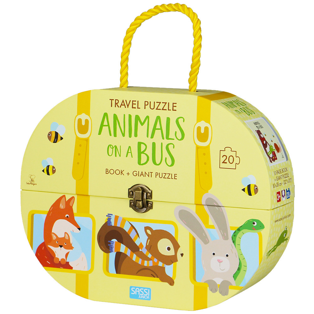 Animals on a bus. Travel puzzle