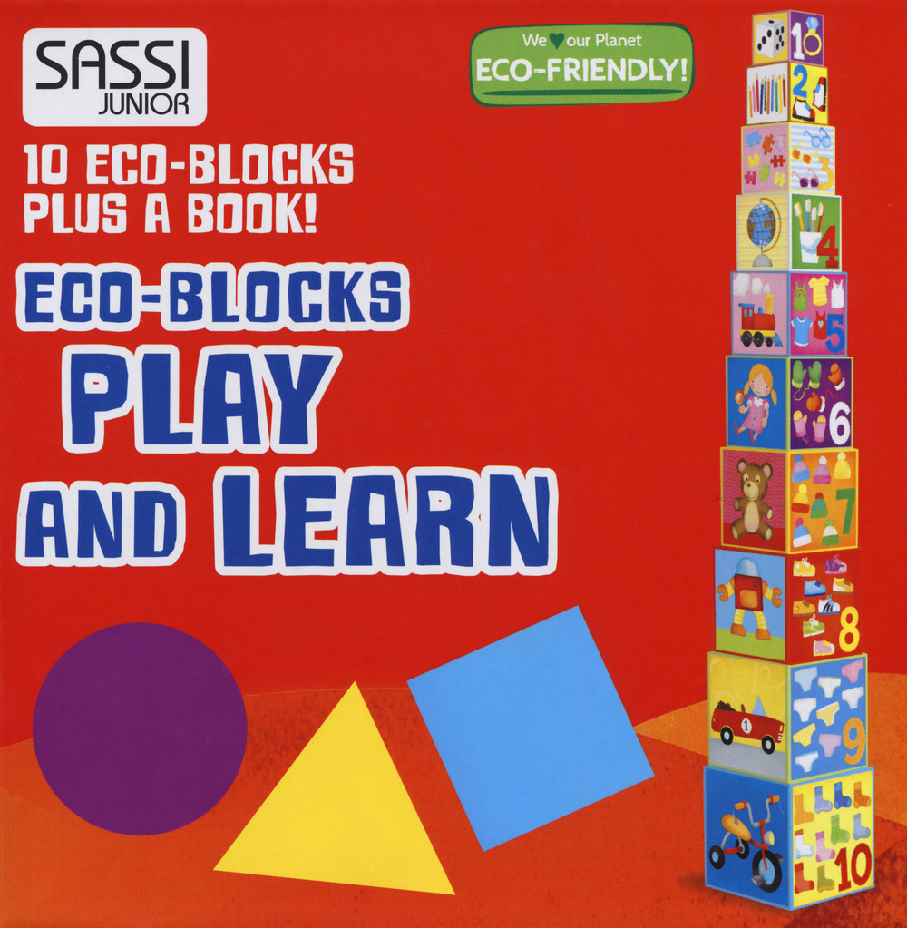 Play and learn. Numbers, shapes, colors, animals. Eco-blocks