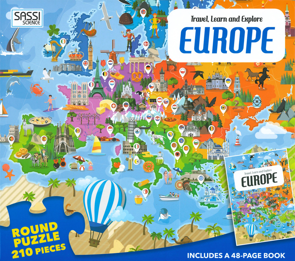 Europe. Travel, learn and explore. Con puzzle