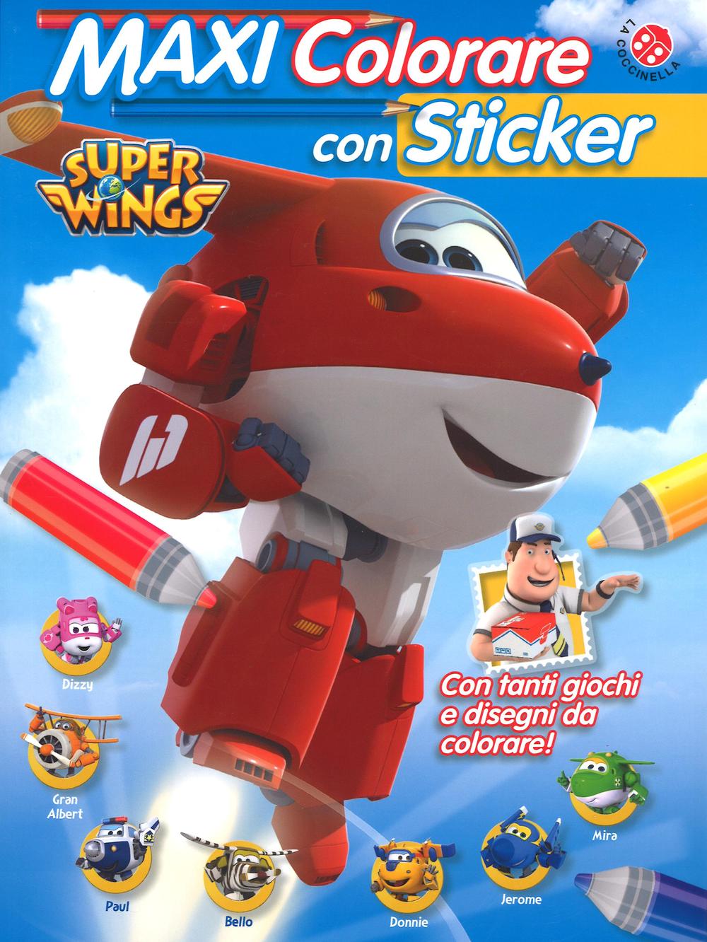 Maxi colorare con sticker. Super Wings. Con adesivi