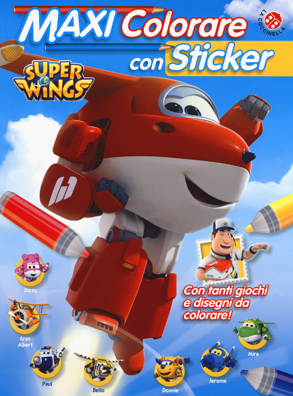 Maxi colorare con sticker. Super Wings. Con adesivi