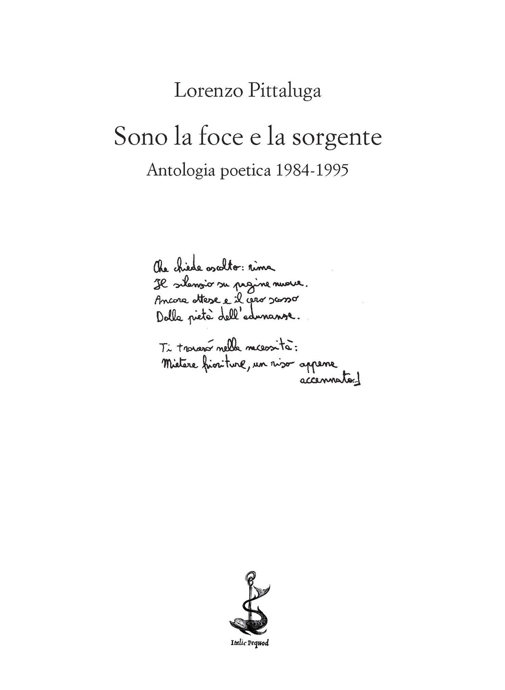 Sono la foce e la sorgente. Antologia poetica 1984-1995