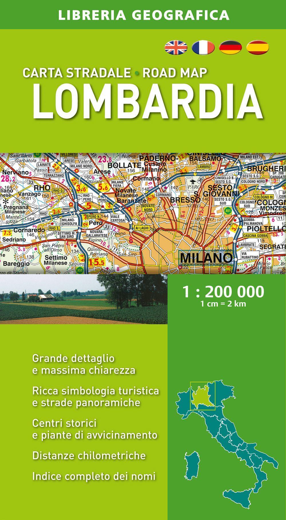 Lombardia. Carta stradale 1:200.000