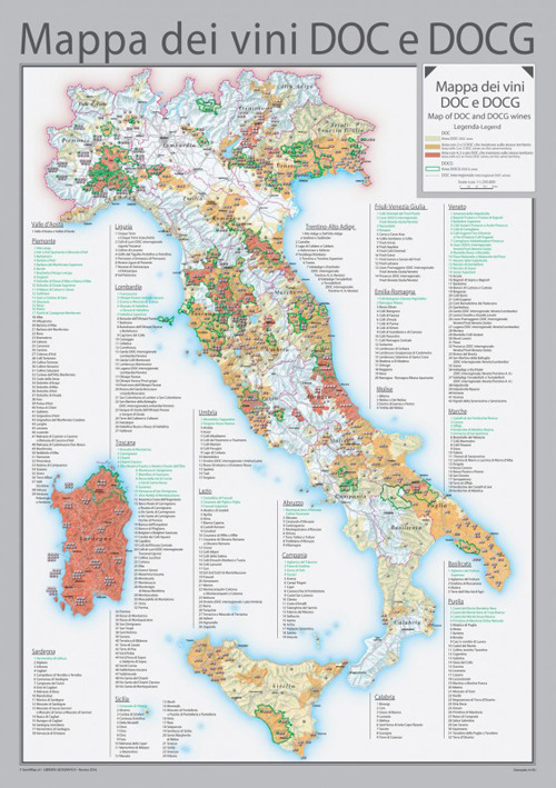 Mappa dei vini. Piegata