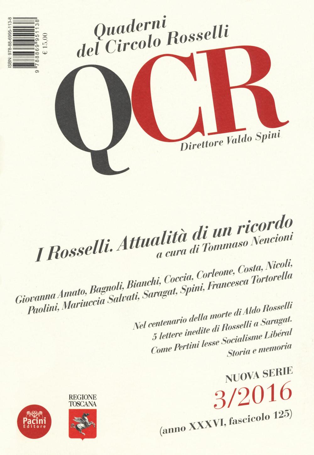QCR. Quaderni del Circolo Fratelli Rosselli (2016). Vol. 3
