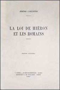 La loi de Hiéron et les romains (1914)