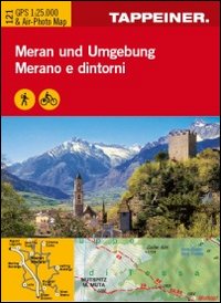 Cartina Merano e dintorni. Carta escursionistica & carta panoramica aerea