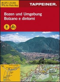 Cartina Bolzano e dintorni. Carta escursionistica & carta panoramica aerea