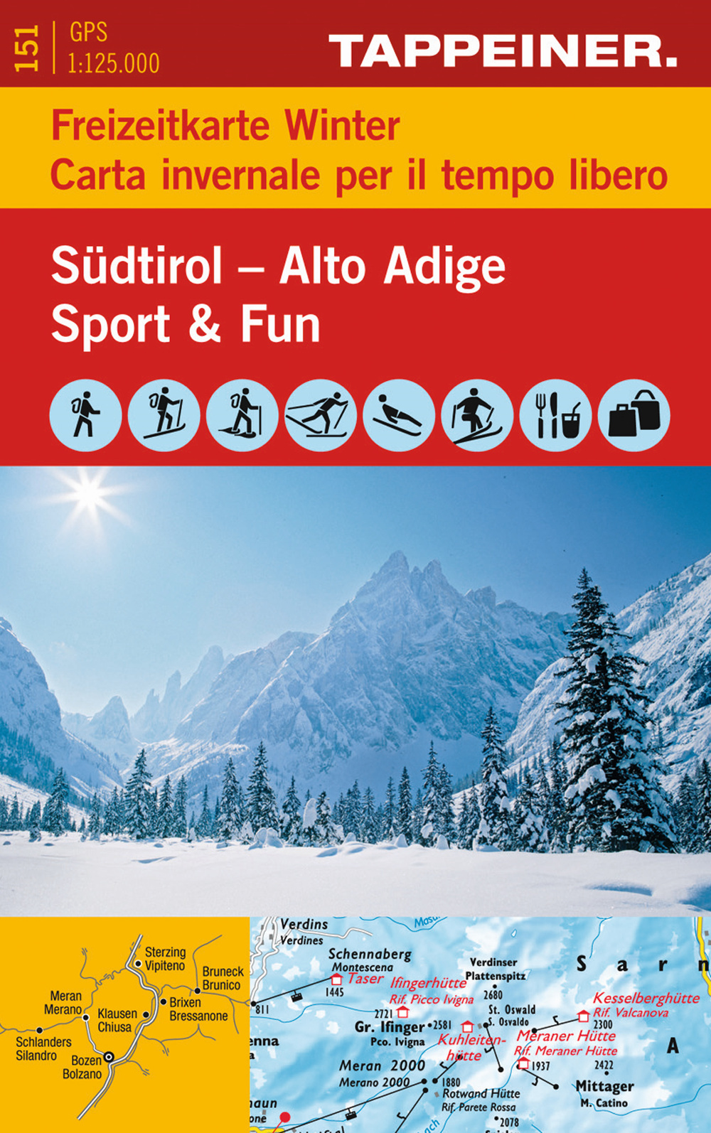 Südtirol-Alto Adige. Sport & fun. Freizeitkarte winter-Carta invernale per il tempo libero 1:125.000