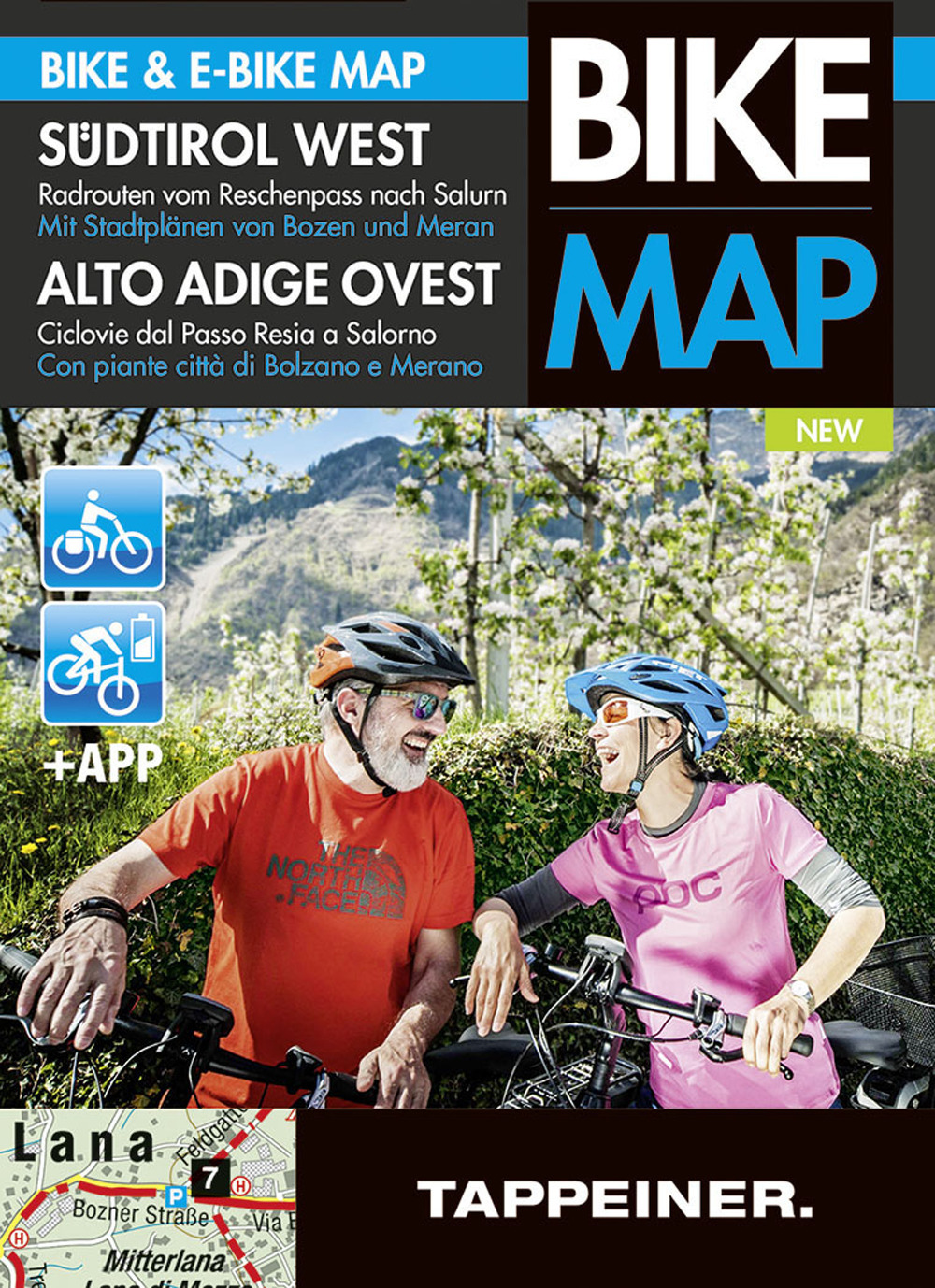 Alto Adige Ovest. Ciclovie dal Passo Resia a Salorno. Con piante città di Bolzano e Merano. Bike & e-bike map. Ediz. italiana e tedesca