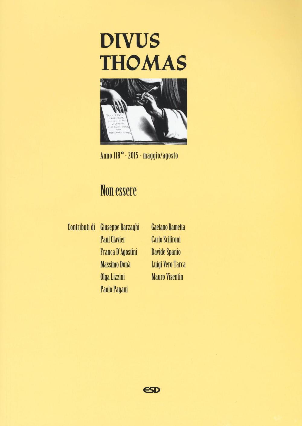 Divus Thomas. Vol. 2: Non essere