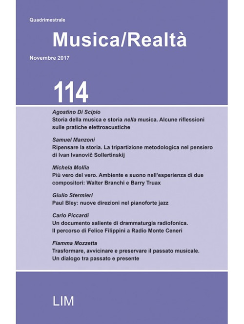 Musica/realtà. Vol. 114: Novembre