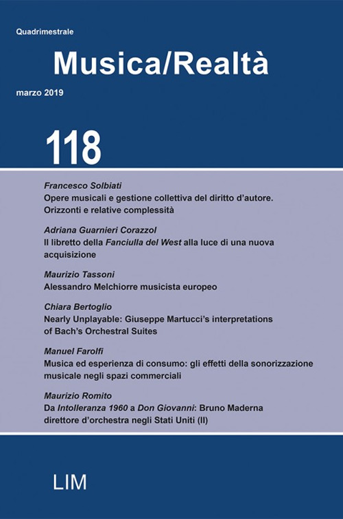 Musica/realtà. Vol. 118