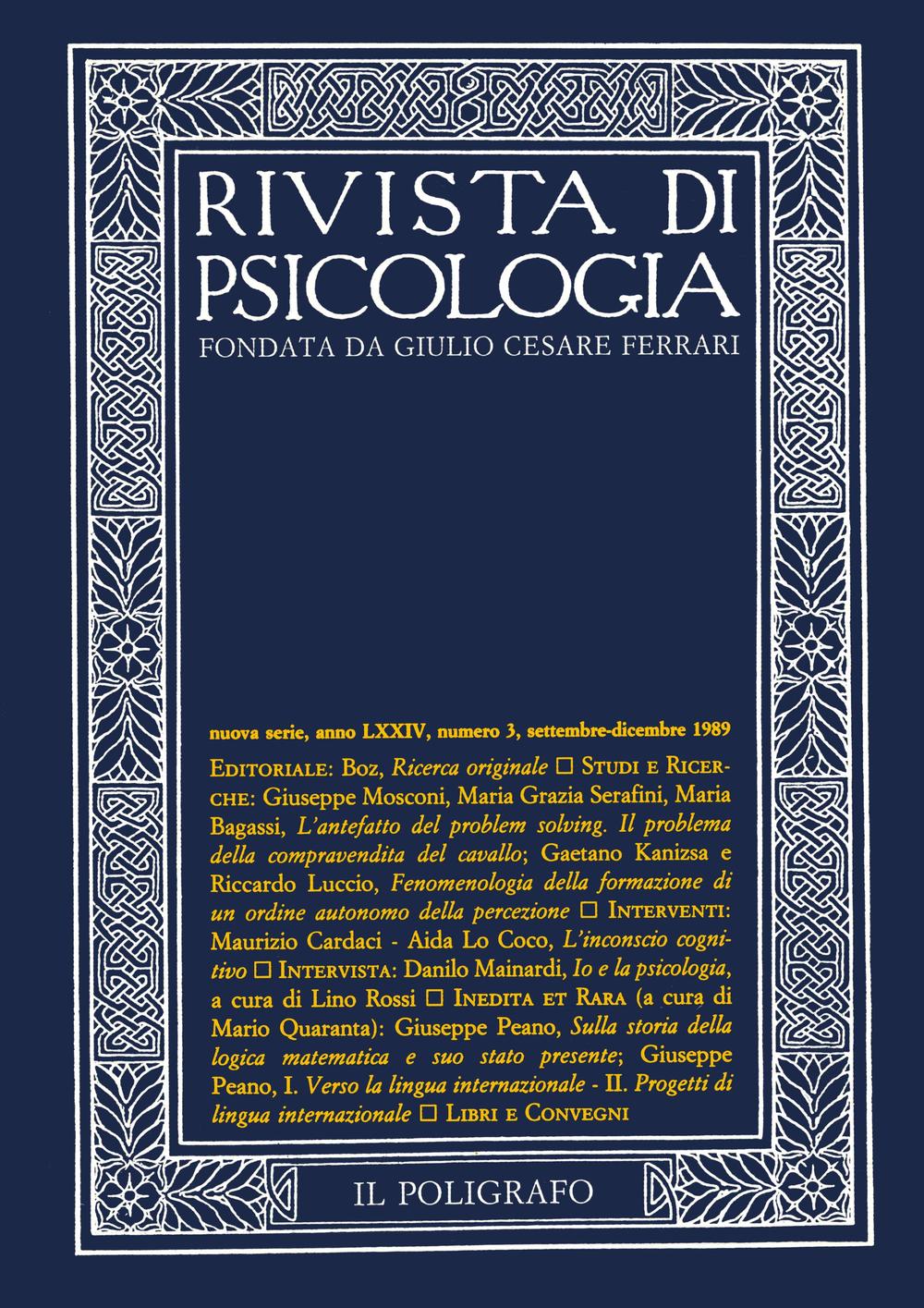 Rivista di psicologia. Vol. 3: Settembre-dicembre