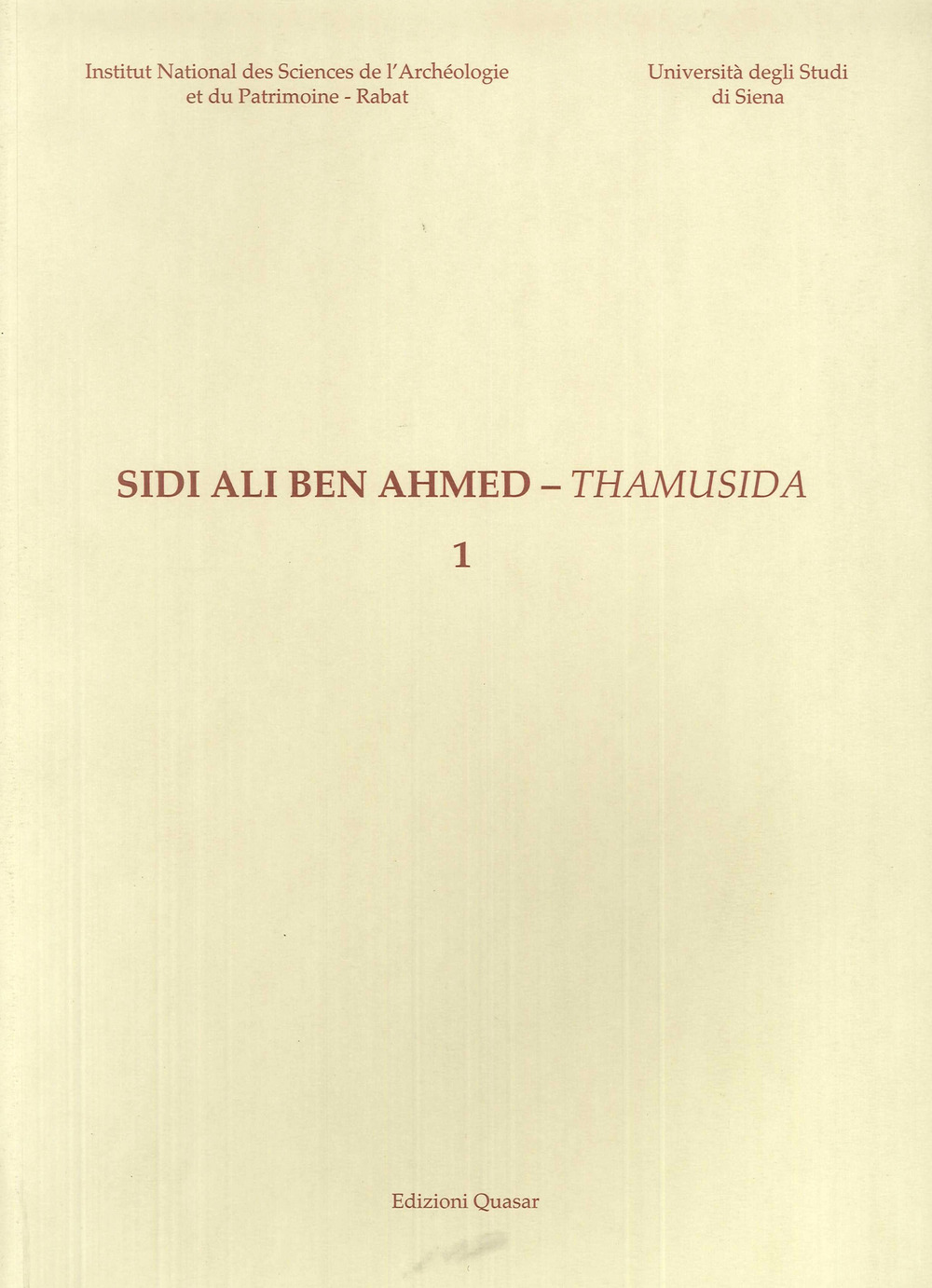 Sidi Ali Ben Ahmed. Thamusida. Vol. 1