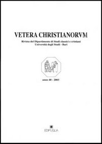 Vetera christianorum. Rivista del Dipartimento di studi classici e cristiani dell'Università degli studi di Bari. Vol. 1