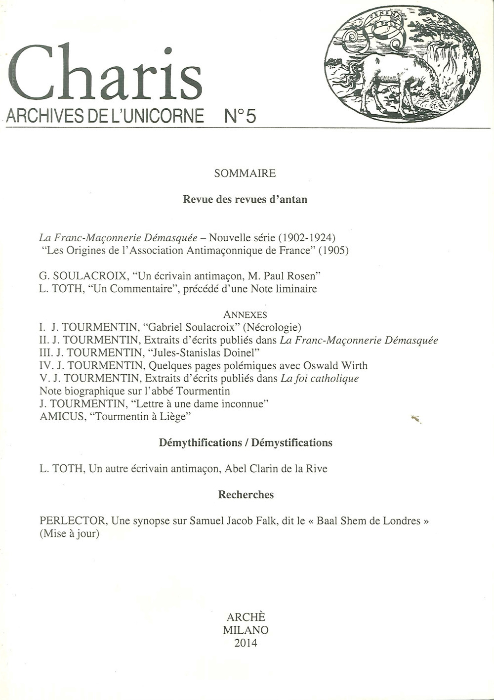 Charis. Archives de l'Unicorne. Vol. 5