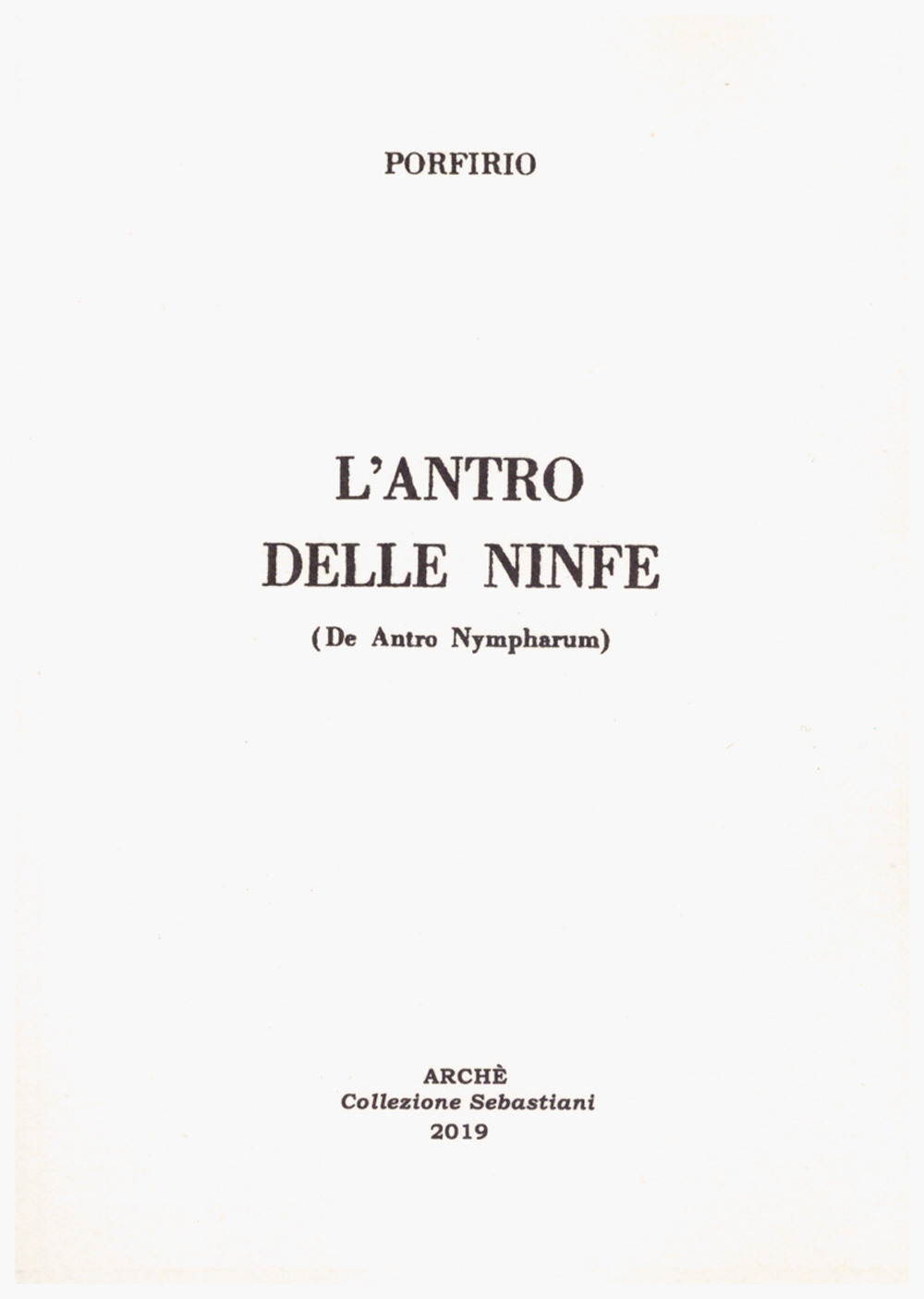 L'antro delle ninfe (De antro Nympharum)
