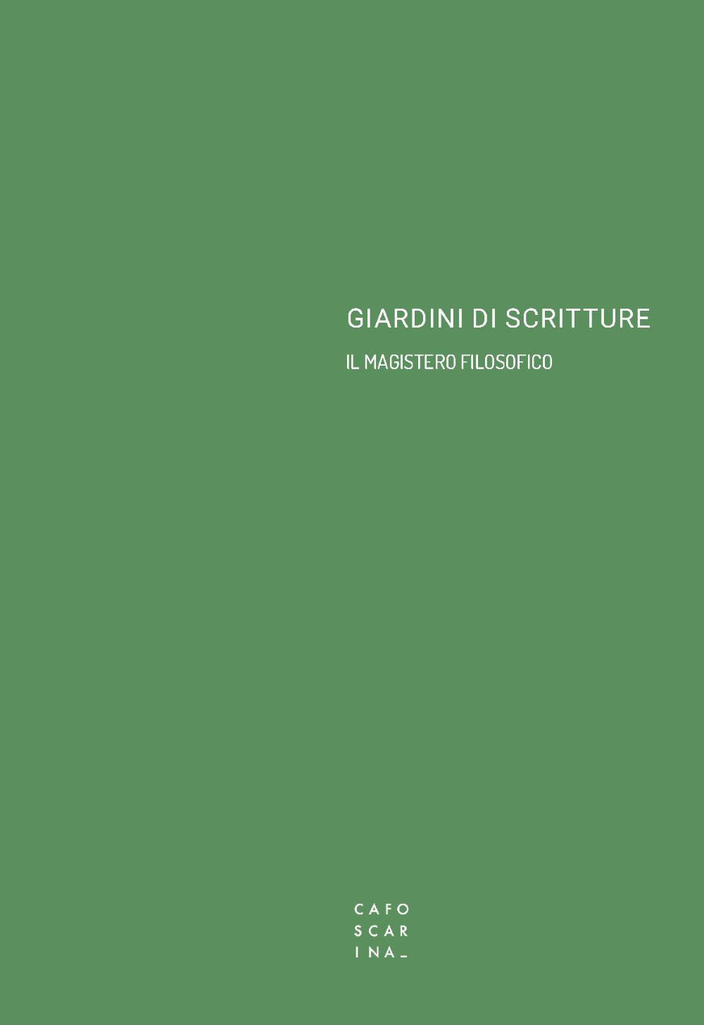 Giardini di scritture. Il magistero filosofico