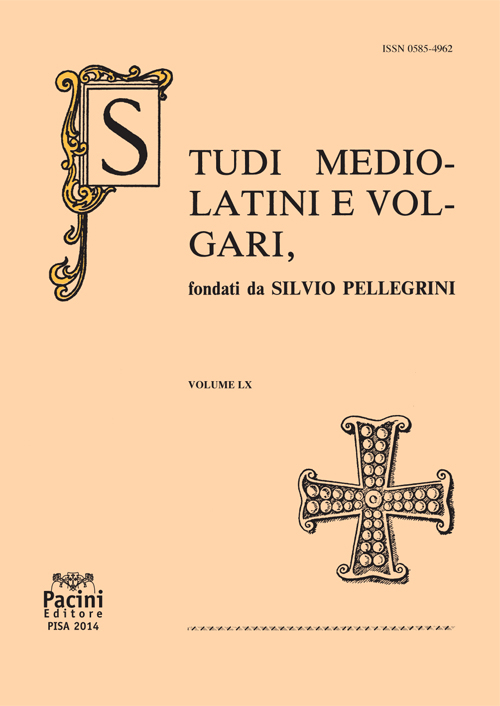 Studi mediolatini e volgari. Vol. 60