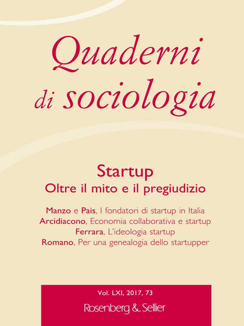 Quaderni di sociologia. Vol. 73: Startup. Oltre il mito e il pregiudizio