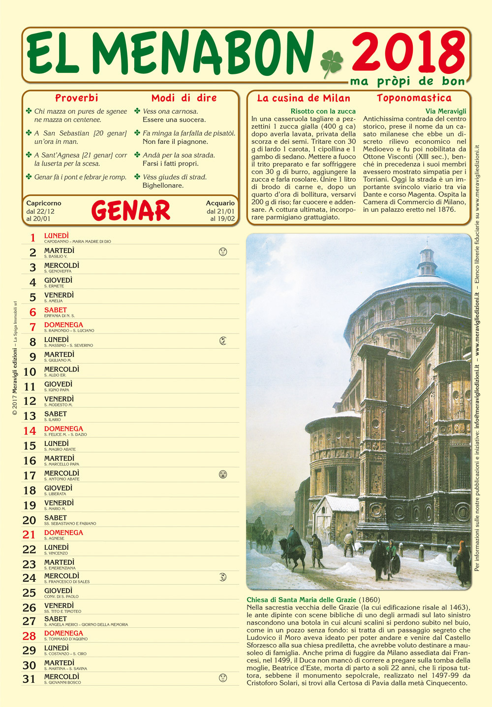 El Menabon. Calendario 2018