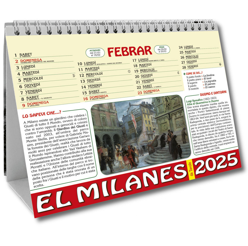 El Milanes 2025. Calendario da tavolo