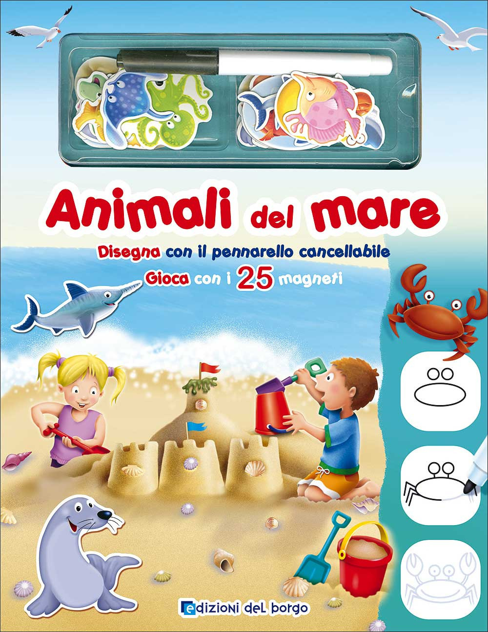 Animali del mare. Disegna con il pennarello cancellabile. Gioca con i 25 magneti