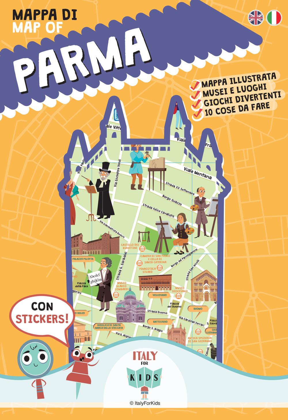 Mappa di Parma illustrata. Con adesivi