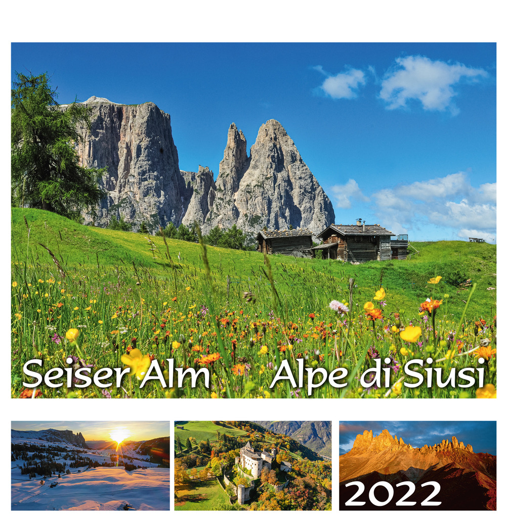 Seiser Alm Schlern-Alpe di Siusi Sciliar 2022. Postkartenkalender QF/calendario cartoline da tavolo orizzontale