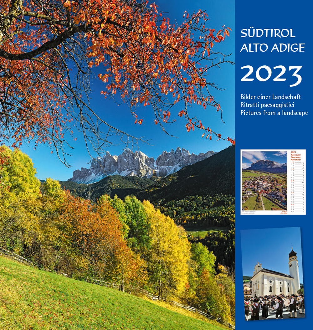 Südtirol-Alto Adige 2023. Postkartenkalender HF/calendario cartoline da tavolo verticale