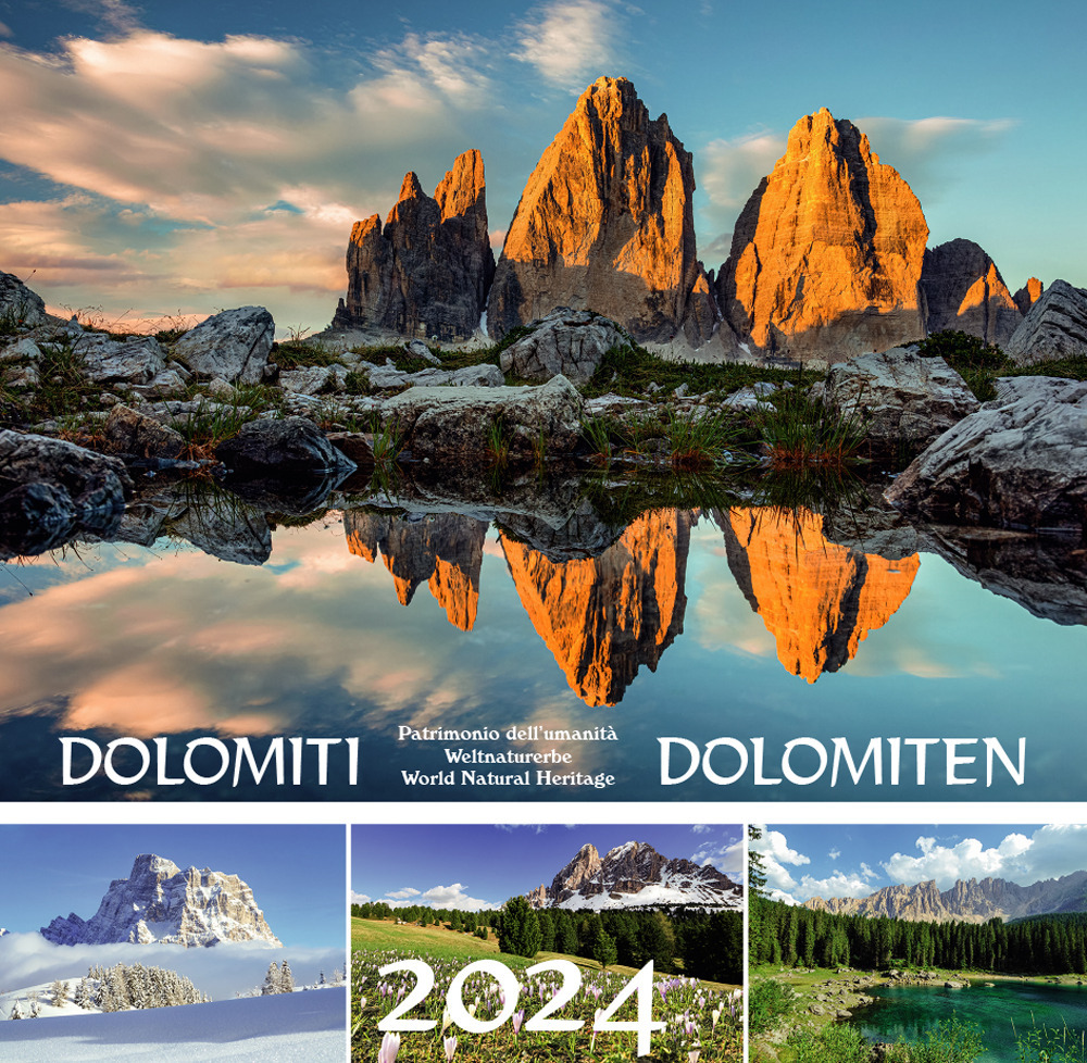 Dolomiti-Dolomiten 2024. Postkartenkalender/calendario cartoline da tavolo orizzontale