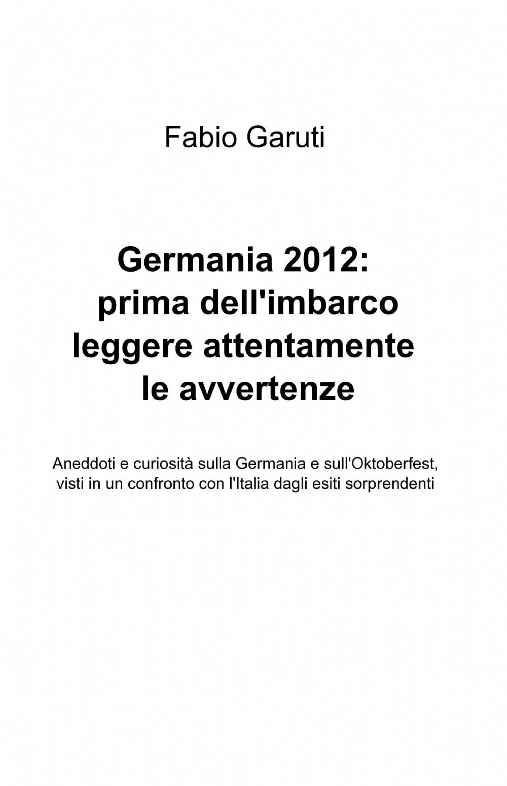 Germania 2012: prima dell'imbarco leggere attentamente le avvertenze