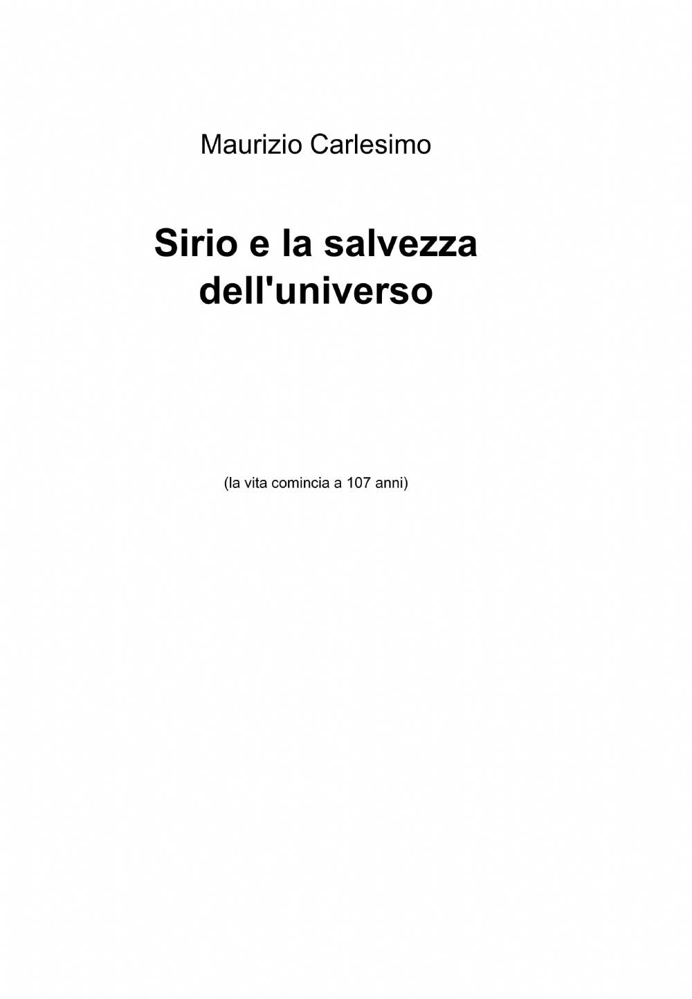 Sirio e la salvezza dell'universo