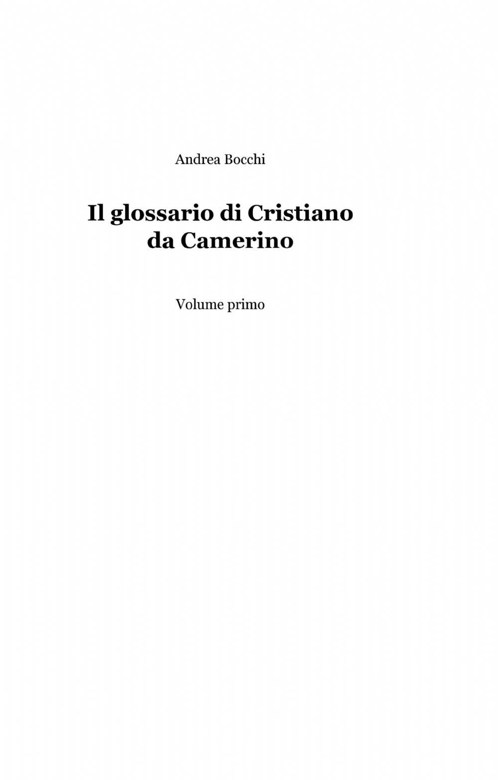 Il glossario di Cristiano da Camerino