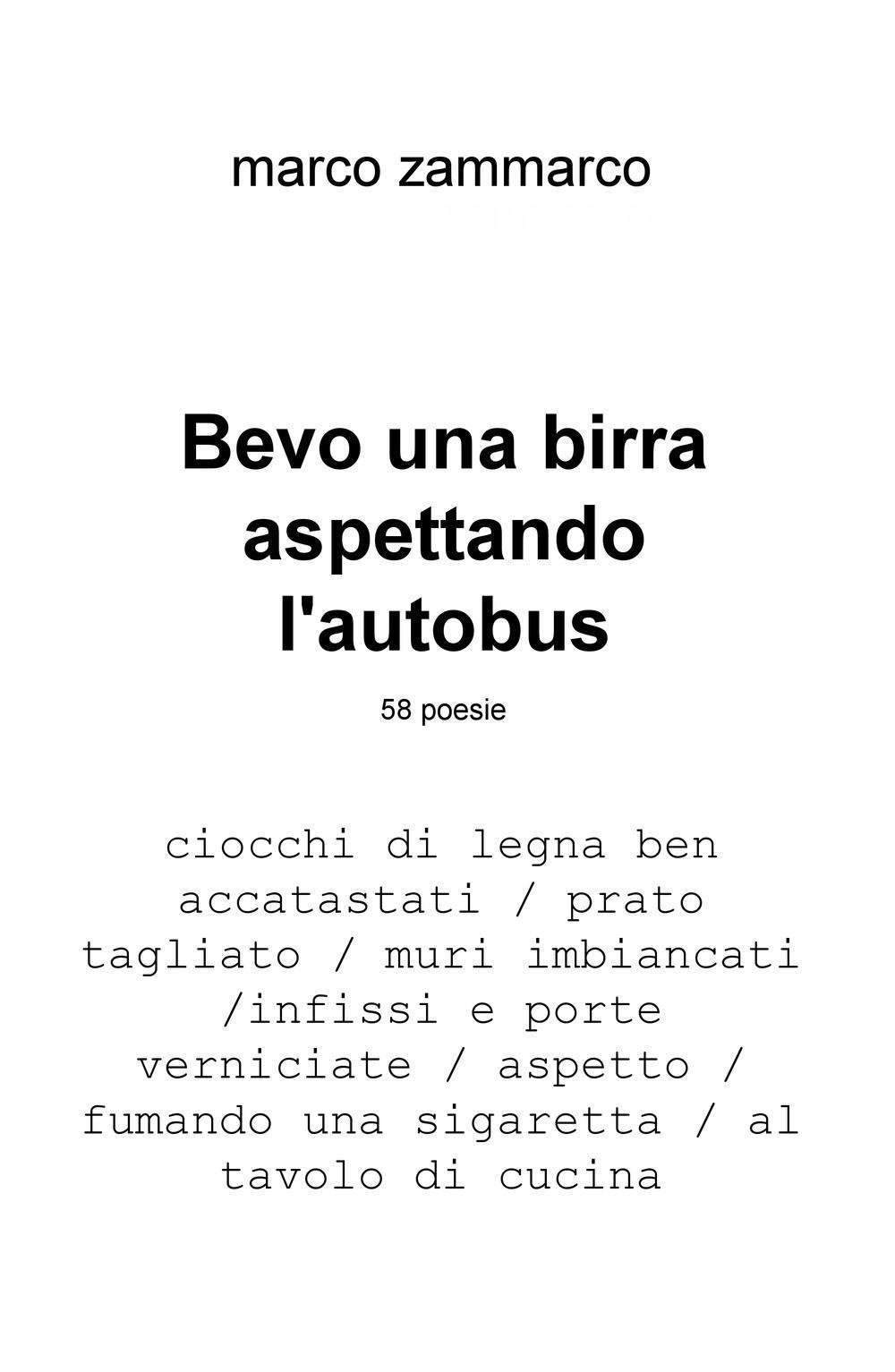 Bevo una birra aspettando l'autobus. 58 poesie