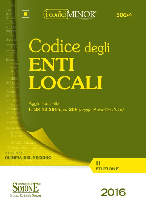 Codice degli enti locali. Ediz. minor