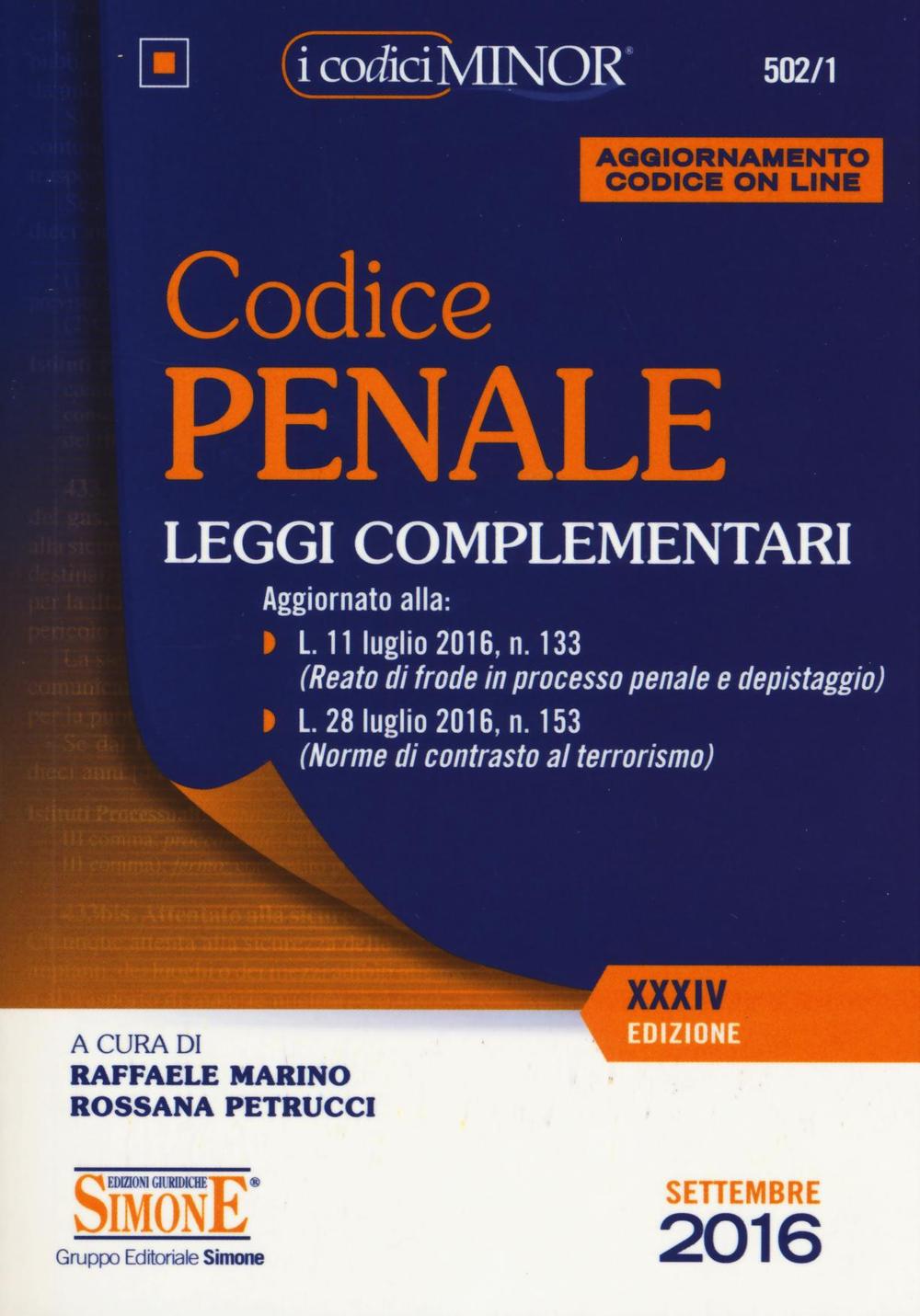 Codice penale. Leggi complementari. Ediz. minor
