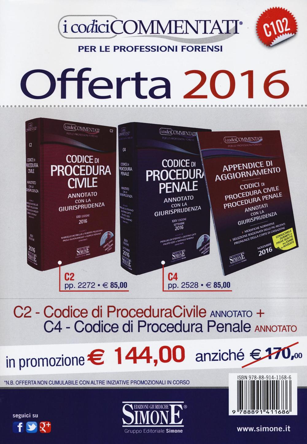 Codice di procedura civile-Codice di procedura penale. Annotati con la giurisprudenza 2016