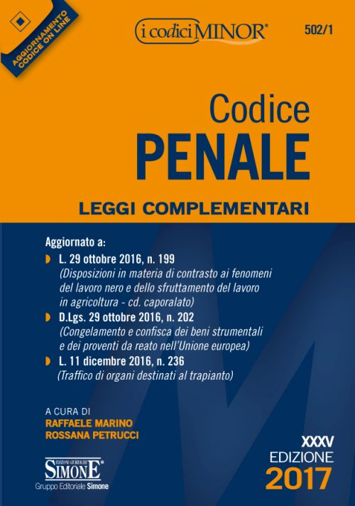 Codice penale. Leggi complementari. Ediz. minor