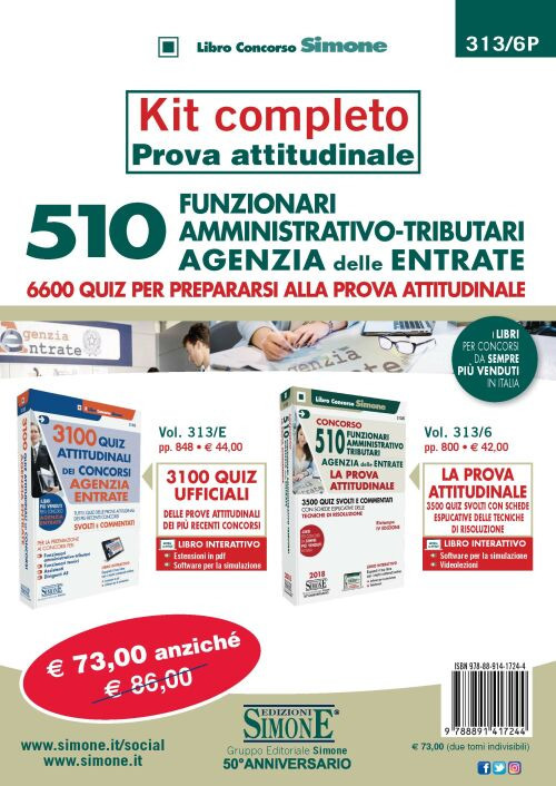 Concorso per 510 funzionari amministrativo tributari Agenzia delle Entrate. 6600 quiz per prepararsi alla prova attitudinale. Kit completo prova attitudinale