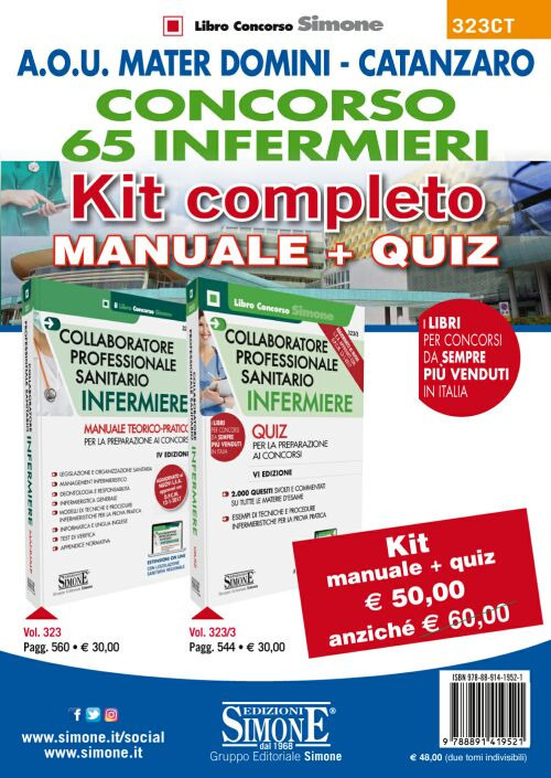 Concorso 65 infermieri A.O.U. Mater Domini Catanzaro. Kit completo Manuale + Quiz