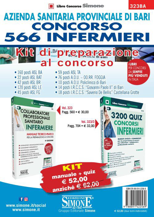 Azienda sanitaria provinciale di Bari. Concorso 566 infermieri. Kit di preparazione al concorso. Manuale + Quiz