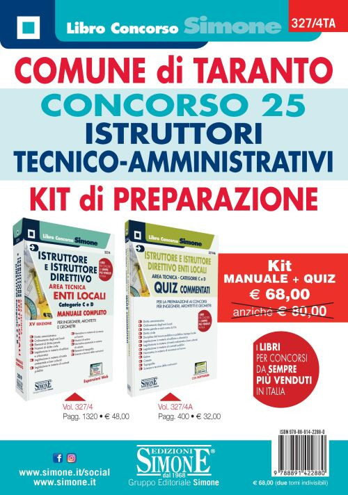 Comune di Taranto. Concorso 25 istruttori tecnici-amministrativi. Kit di preparazione. Manuale + quiz