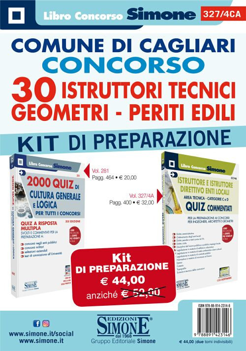 Comune di Cagliari. Concorso 30 istruttori tecnici, geometri, periti edili. Kit di preparazione