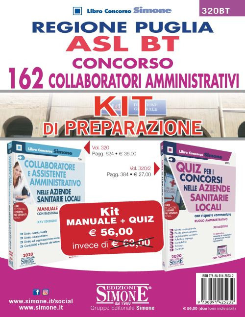 Regione Puglia ASL BT. Concorso 162 collaboratori amministrativi. Kit di preparazione: Manuale completo-Quiz con risposte commentate