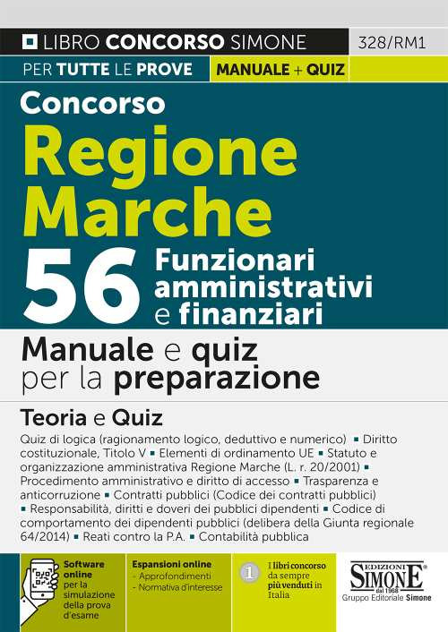 Concorso Regione Marche. 56 Funzionari amministrativi e finanziari. Manuale e quiz per la preparazione