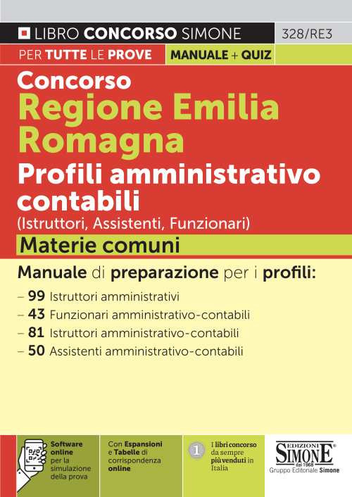 Concorso Regione Emilia Romagna. Profili amministrativo contabili (Istruttori, Assistenti, Funzionari). Materie comuni